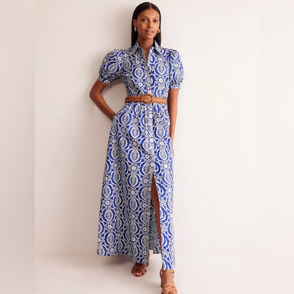 Boden Blue and White Printed Maxi Dress